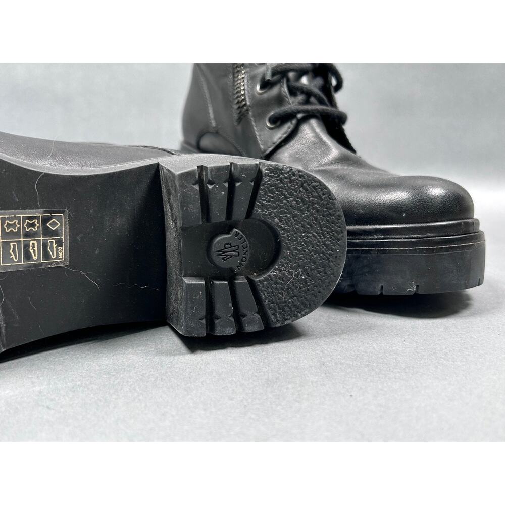 Moncler Black Leather Lace Up Boots w/ Side Zip Platform Sz 36 Women’s - Picture 5 of 9